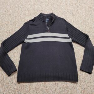 Ralph Lauren Sweater Mens Large Black Quarter Zip Pullover Cotton Vintage Y2K